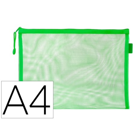 Bolsa zipper bag liderpapel poliester transpirable multiusos din a4 verde pastel