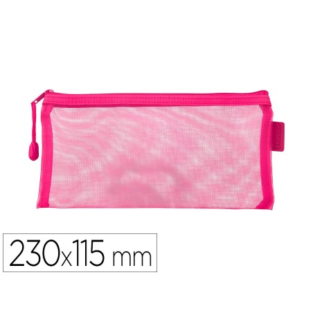 Bolsa zipper bag liderpapel poliester transpirable multiusos ticket 230x115 mm rosa
