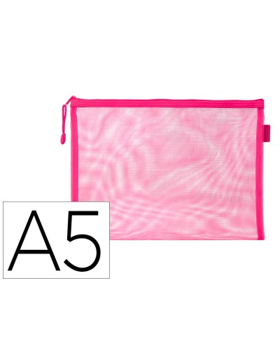 Bolsa zipper bag liderpapel poliester transpirable multiusos din a5 rosa