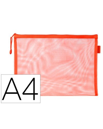 Bolsa zipper bag liderpapel poliester transpirable multiusos din a4 naranja