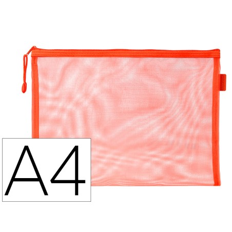 Bolsa zipper bag liderpapel poliester transpirable multiusos din a4 naranja