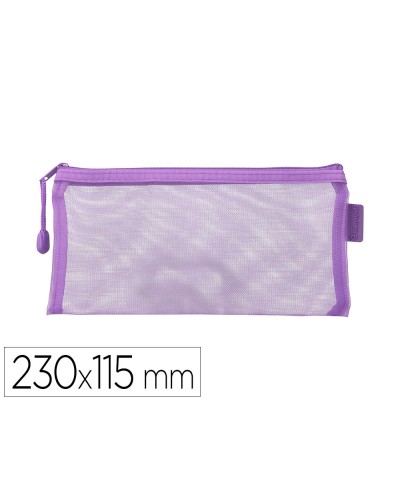 Bolsa zipper bag liderpapel poliester transpirable multiusos ticket 230x115 mm morado pastel