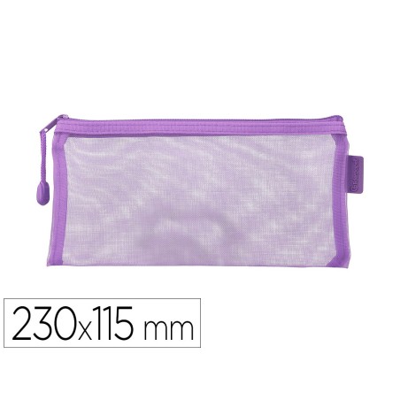 Bolsa zipper bag liderpapel poliester transpirable multiusos ticket 230x115 mm morado pastel