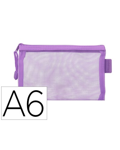 Bolsa zipper bag liderpapel poliester transpirable multiusos din a6 morado pastel