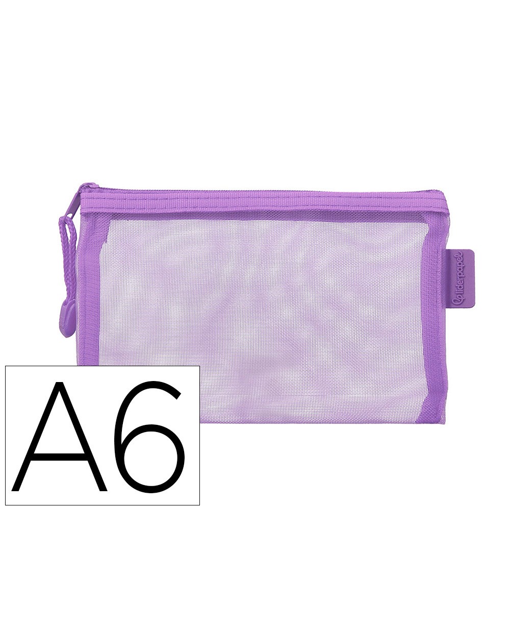 Bolsa zipper bag liderpapel poliester transpirable multiusos din a6 morado pastel