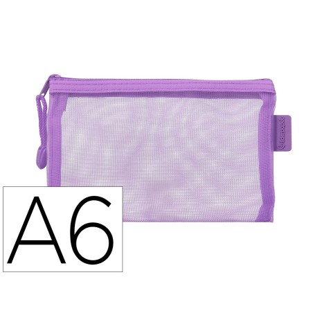 Bolsa zipper bag liderpapel poliester transpirable multiusos din a6 morado pastel