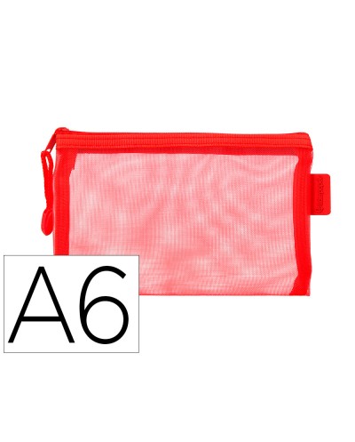 Bolsa zipper bag liderpapel poliester transpirable multiusos din a6 rojo