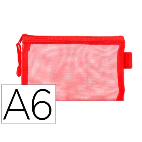Bolsa zipper bag liderpapel poliester transpirable multiusos din a6 rojo