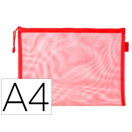 Bolsa zipper bag liderpapel poliester transpirable multiusos din a4 rojo