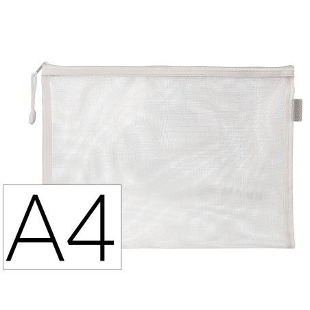 Bolsa zipper bag liderpapel poliester transpirable multiusos din a4 blanco