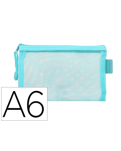 Bolsa zipper bag liderpapel poliester transpirable multiusos din a6 azul pastel