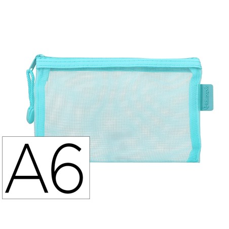Bolsa zipper bag liderpapel poliester transpirable multiusos din a6 azul pastel