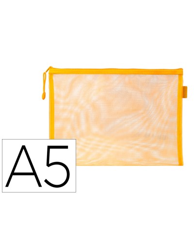 Bolsa zipper bag liderpapel poliester transpirable multiusos din a5 amarillo