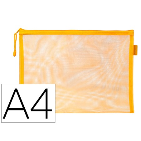 Bolsa zipper bag liderpapel poliester transpirable multiusos din a4 amarillo