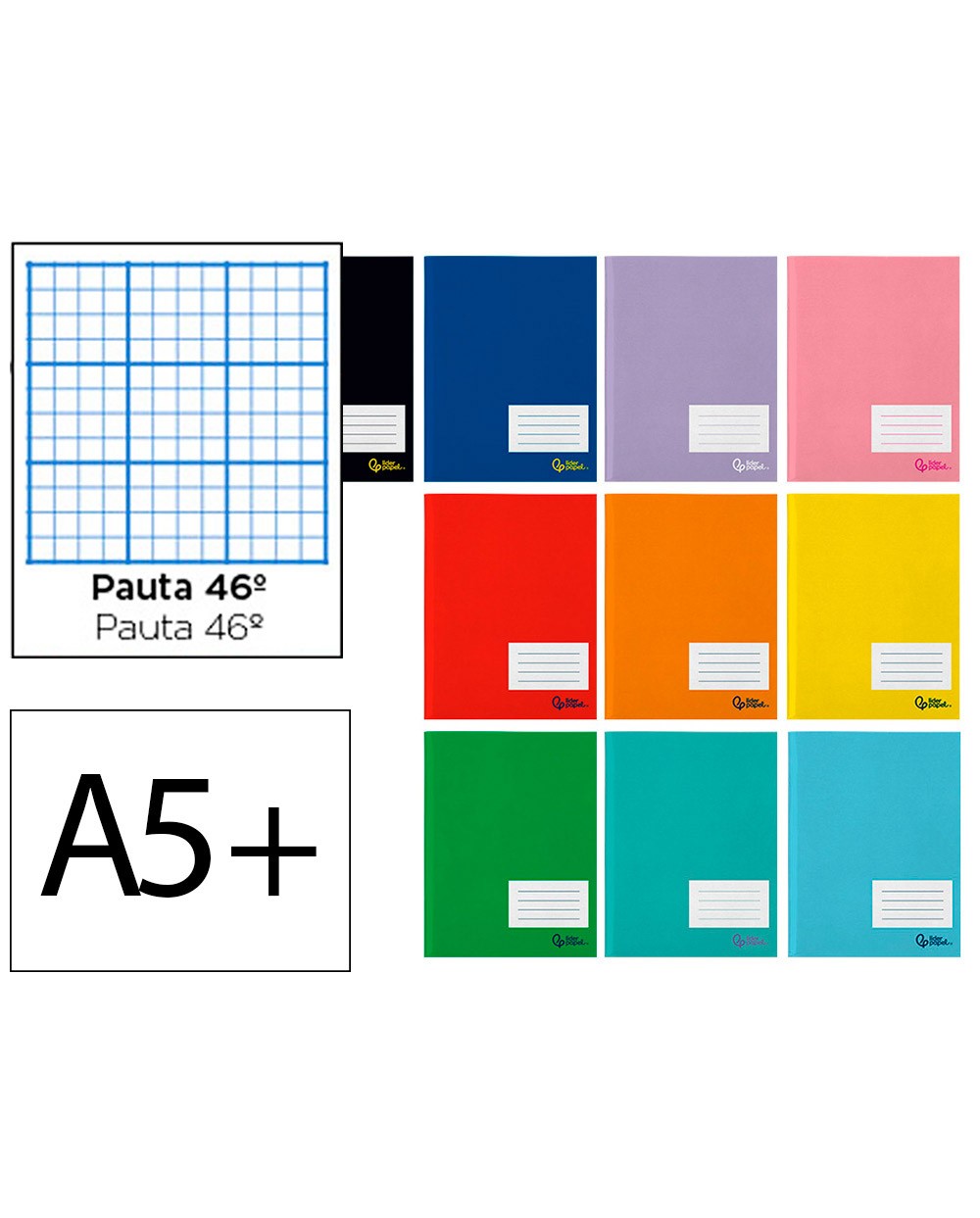 Libreta liderpapel smart a5 plus 32 hojas 75 g m2 rayado nº46 colores surtidos