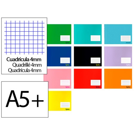 Libreta liderpapel smart a5 plus 32h 75g m2 apaisado cuadro 4 mm con margen colores surtidos