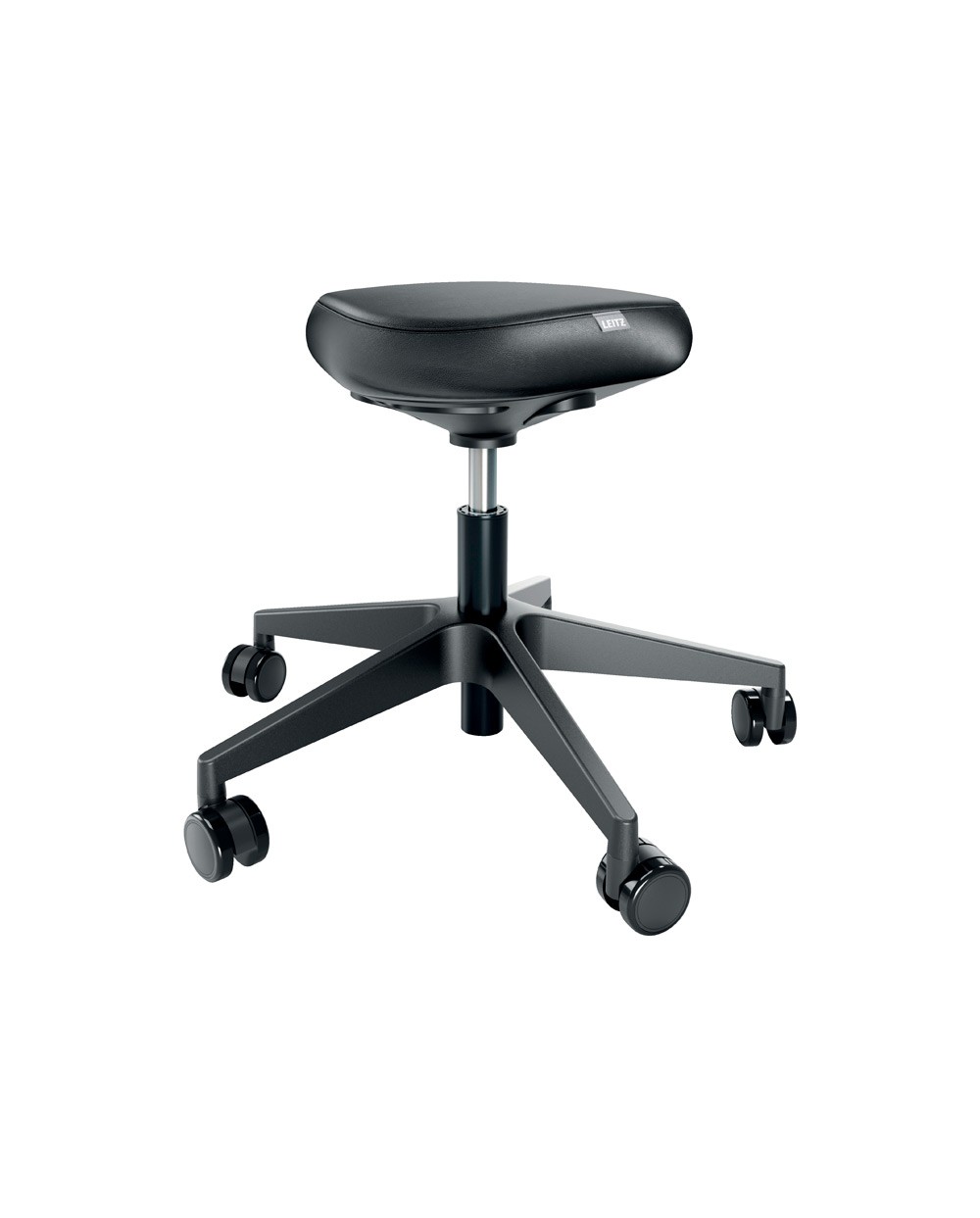 Taburete leitz ergo con asiento triangular 5 ruedas giratorias regulable en altura hasta 59 cm negro