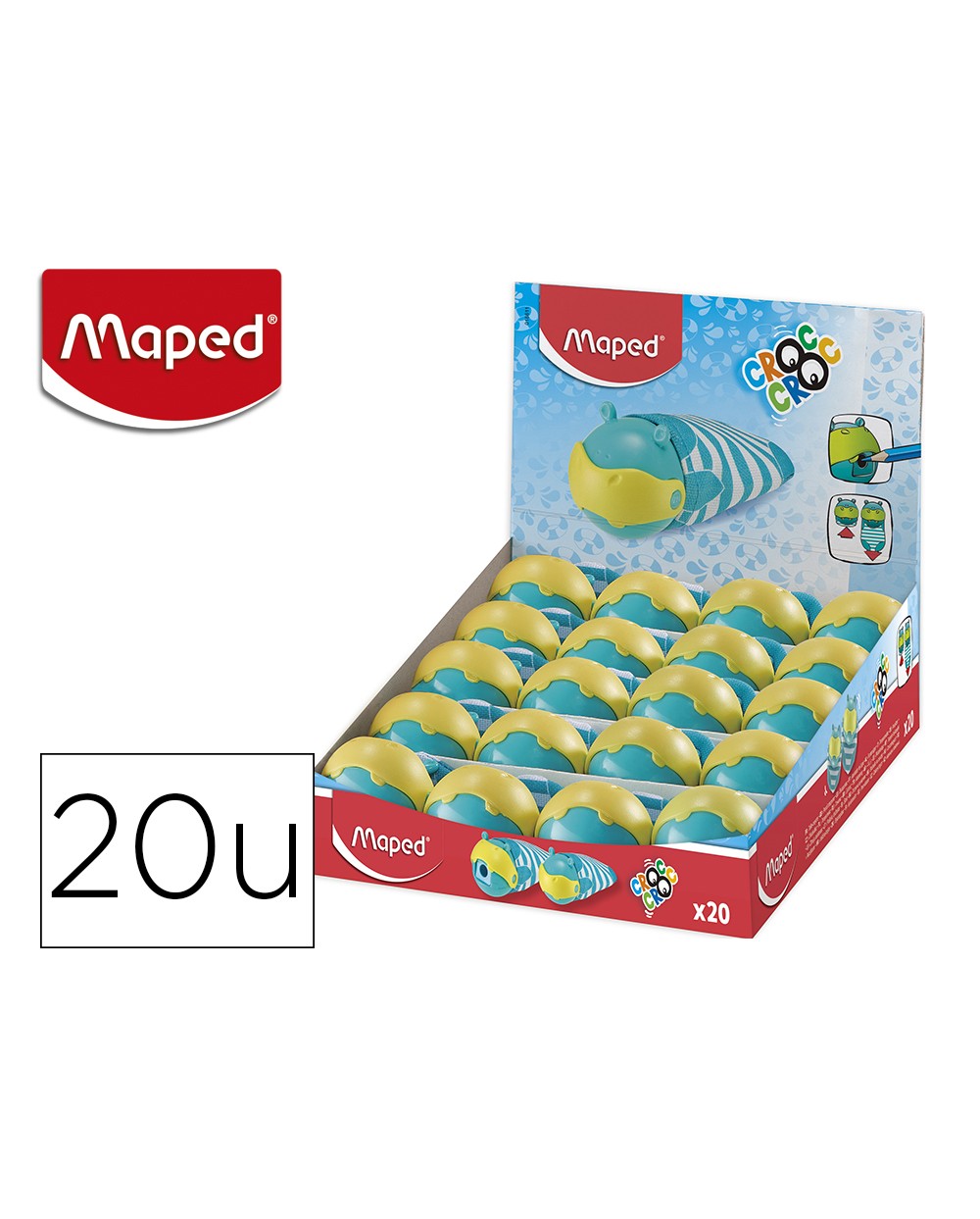 Sacapuntas maped plastico croc croc hipo 1 uso con deposito