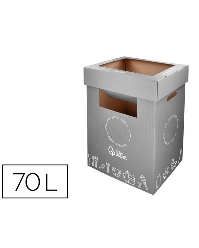 Contenedor papelera reciclaje liderpapel carton reciclado para restos no reciclables 70 litros 450x350x650 mm gris