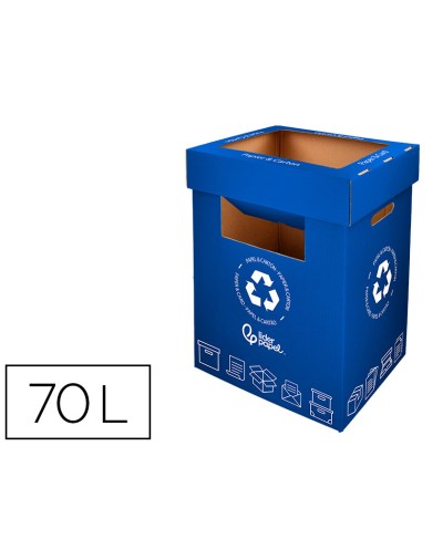 Contenedor papelera reciclaje liderpapel carton reciclado para papel y carton 450x350x650 mm 70 litros azul