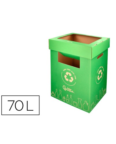 Contenedor papelera reciclaje liderpapel carton reciclado para vidrio 450x350x350 mm 70 litros verde