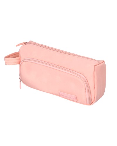 Estuche portatodo liderpapel minibag 2 cremalleras con bolsillo interior rosa pastel 212 x 100 x 70 mm