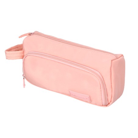 Estuche portatodo liderpapel minibag 2 cremalleras con bolsillo interior rosa pastel 212 x 100 x 70 mm