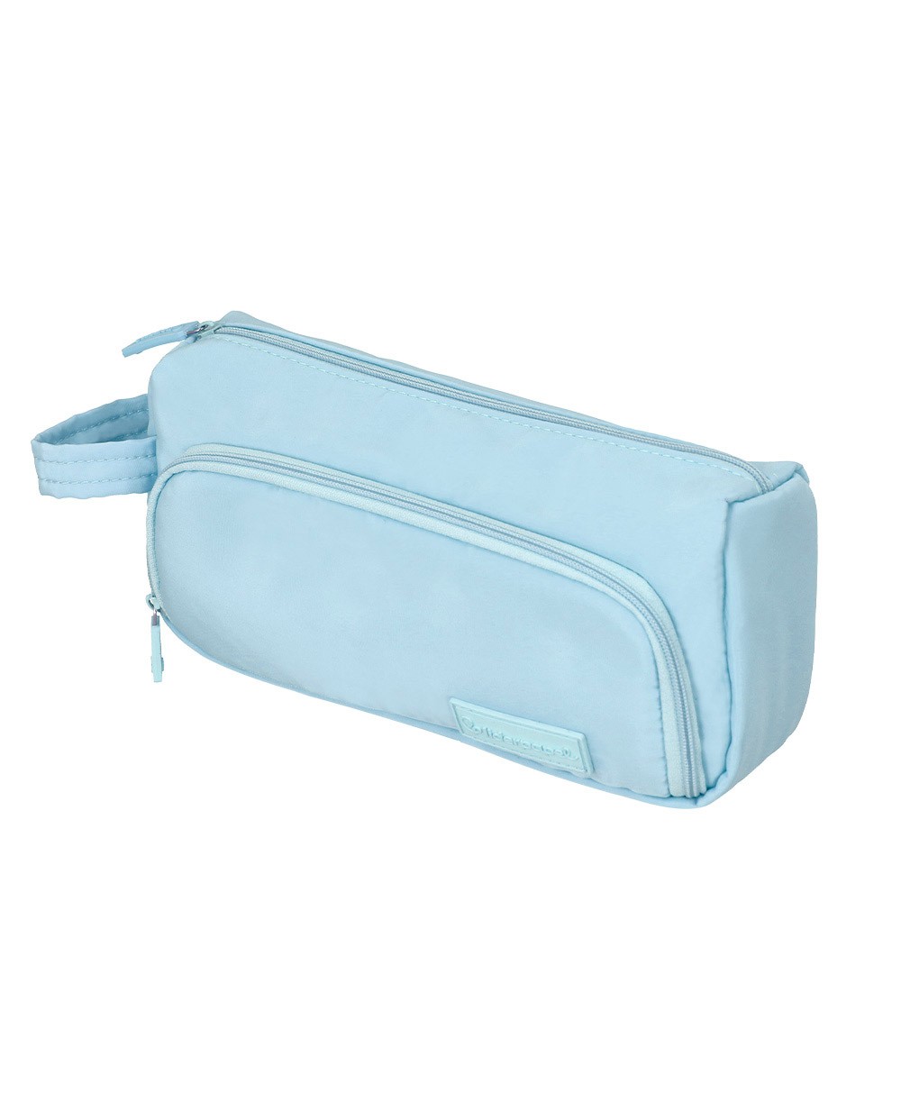 Estuche portatodo liderpapel minibag 2 cremalleras con bolsillo interior azul pastel 211 x 100 x 70 mm