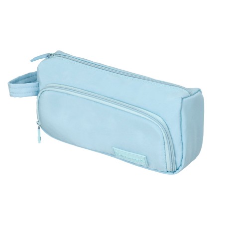 Estuche portatodo liderpapel minibag 2 cremalleras con bolsillo interior azul pastel 211 x 100 x 70 mm