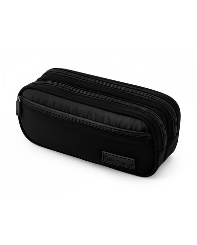 Estuche portatodo liderpapel duo 3 cremalleras con bolsillofrontal negro 220x90x70 mm