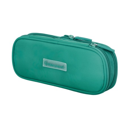 Estuche portatodo liderpapel color pop 2 cremalleras con compartimento extensible turquesa 230 x 60 mm
