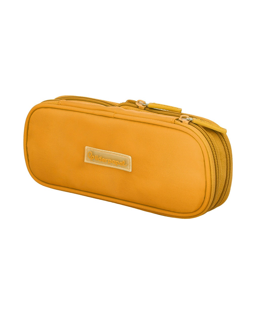 Estuche portatodo liderpapel color pop 2 cremalleras con compartimento extensible amarillo 230 x 60 mm