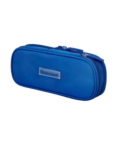 Estuche portatodo liderpapel color pop 2 cremalleras con compartimento extensible azul 230 x 60 mm