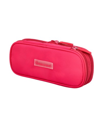 Estuche portatodo liderpapel color pop 2 cremalleras con compartimento extensible rosa fucsia 230 x 60 mm
