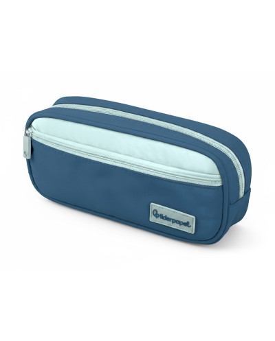 Estuche portatodo liderpapel duo 2 cremalleras con bolsillofrontal azul oscuro 220x90x50 mm