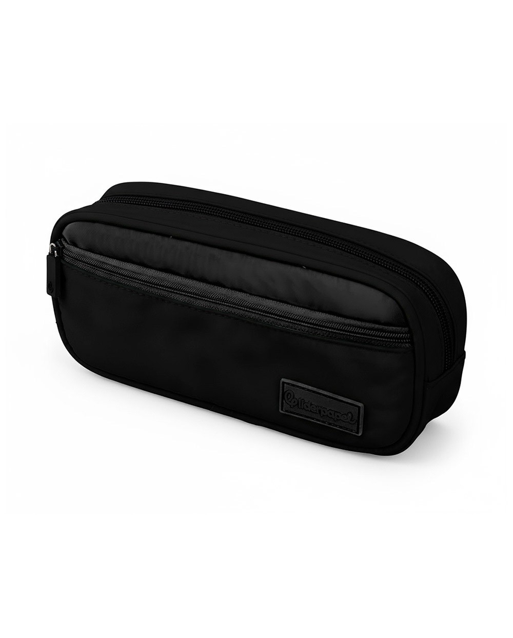 Estuche portatodo liderpapel duo 2 cremalleras con bolsillofrontal negro 220x90x50 mm