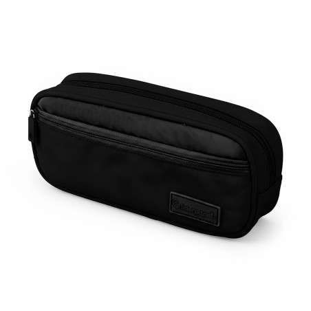 Estuche portatodo liderpapel duo 2 cremalleras con bolsillofrontal negro 220x90x50 mm