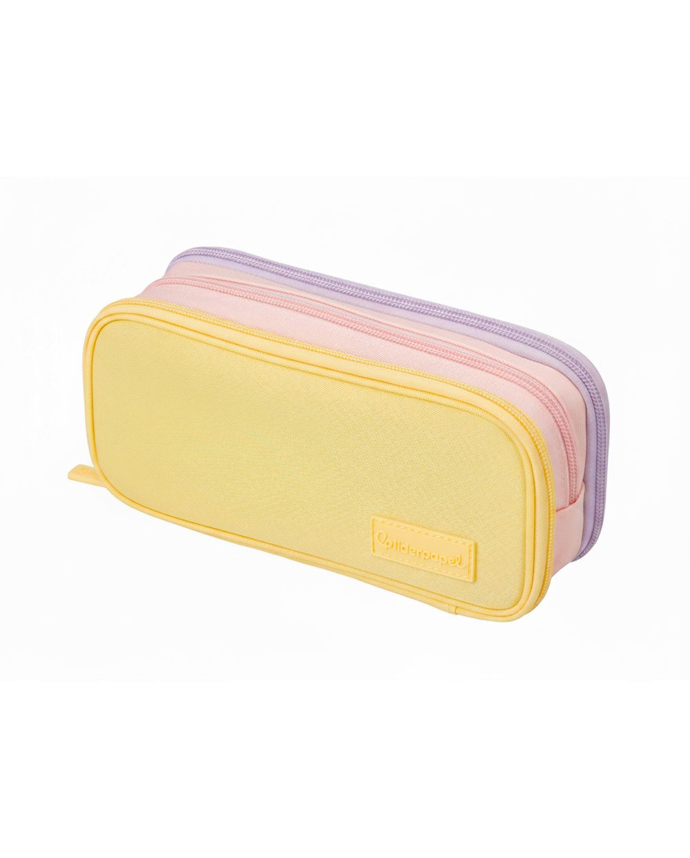 Estuche portatodo liderpapel funky 3 cremalleras con aperturas laterales amarillo rosa lila 220x100x65 mm