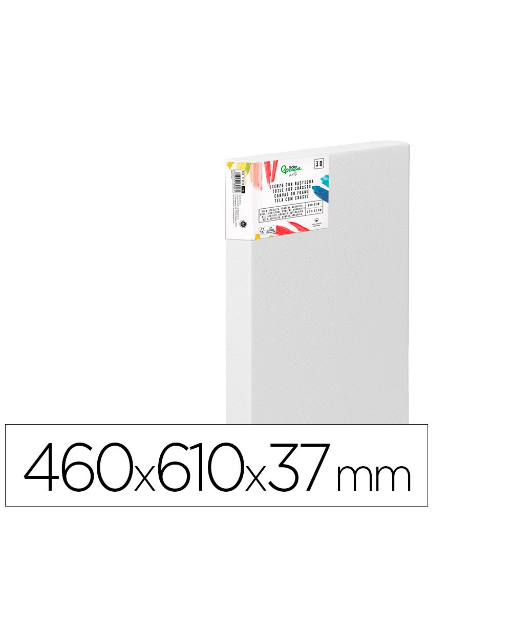 Bastidor 3d extragrueso liderpapel 12p grapado parte trasera algodon 100 46x61 cm gramaje 380g m2 certificado