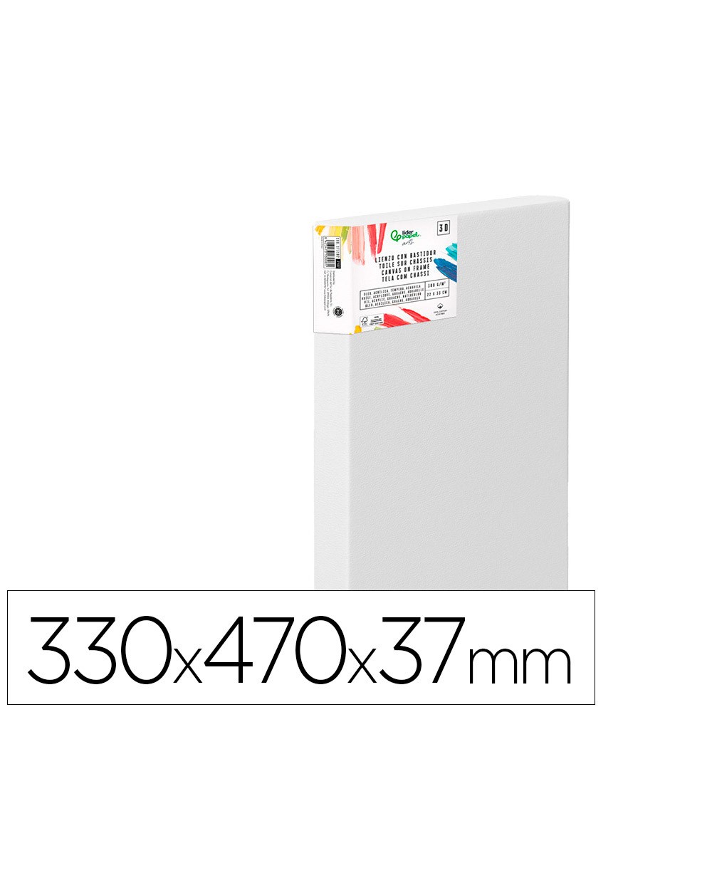 Bastidor 3d extragrueso liderpapel 6f grapado parte trasera algodon 100 33x41 cm gramaje 380g m2 certificado