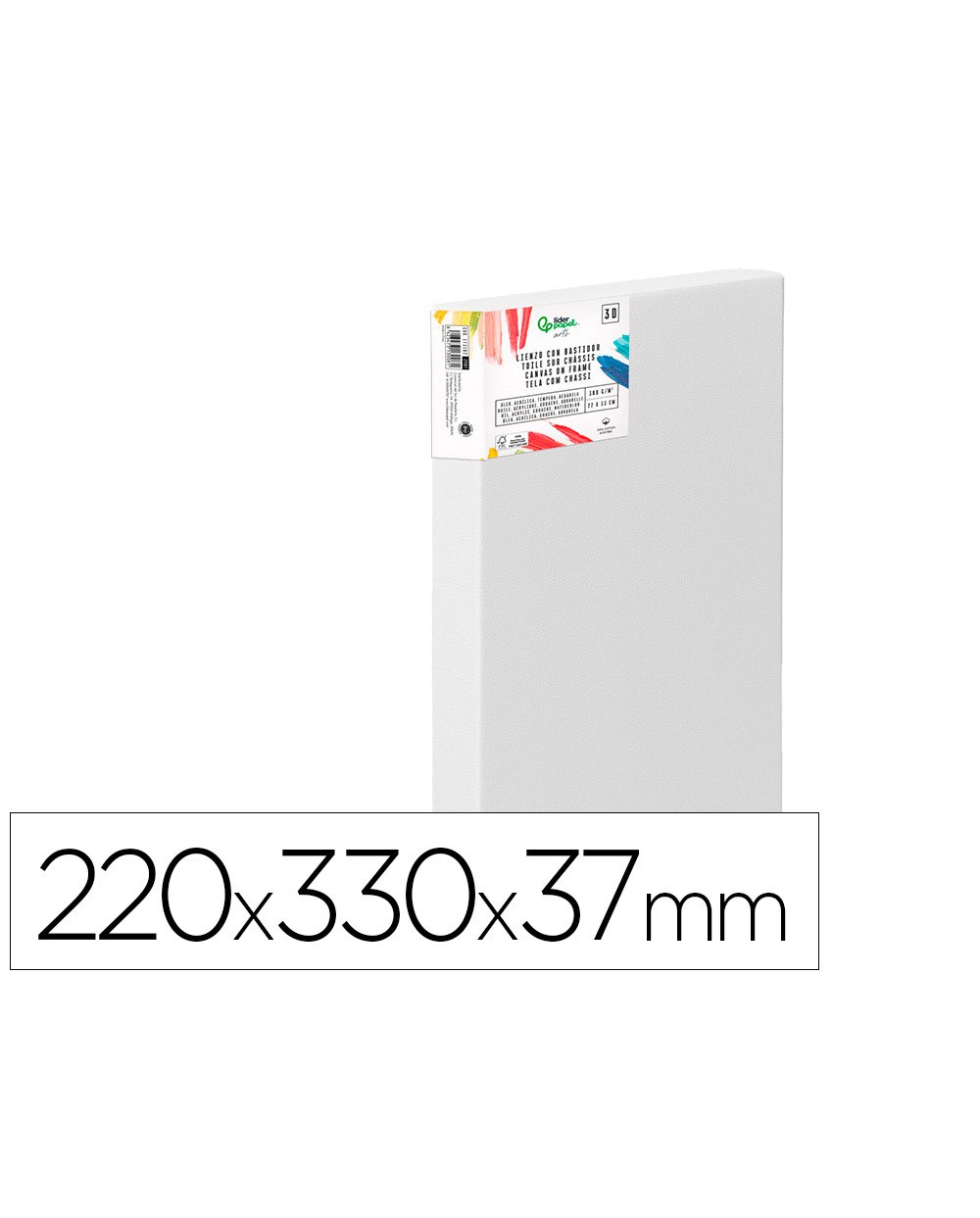 Bastidor 3d extragrueso liderpapel 4p grapado parte trasera algodon 100 22x33 cm gramaje 380g m2 certificado