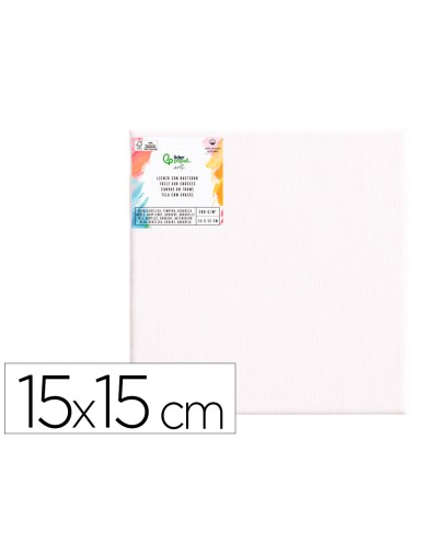 Bastidor liderpapel 1f lienzo grapado parte trasera algodon 100 bordes madera 15x15 cm gramaje 280g m2 certificado