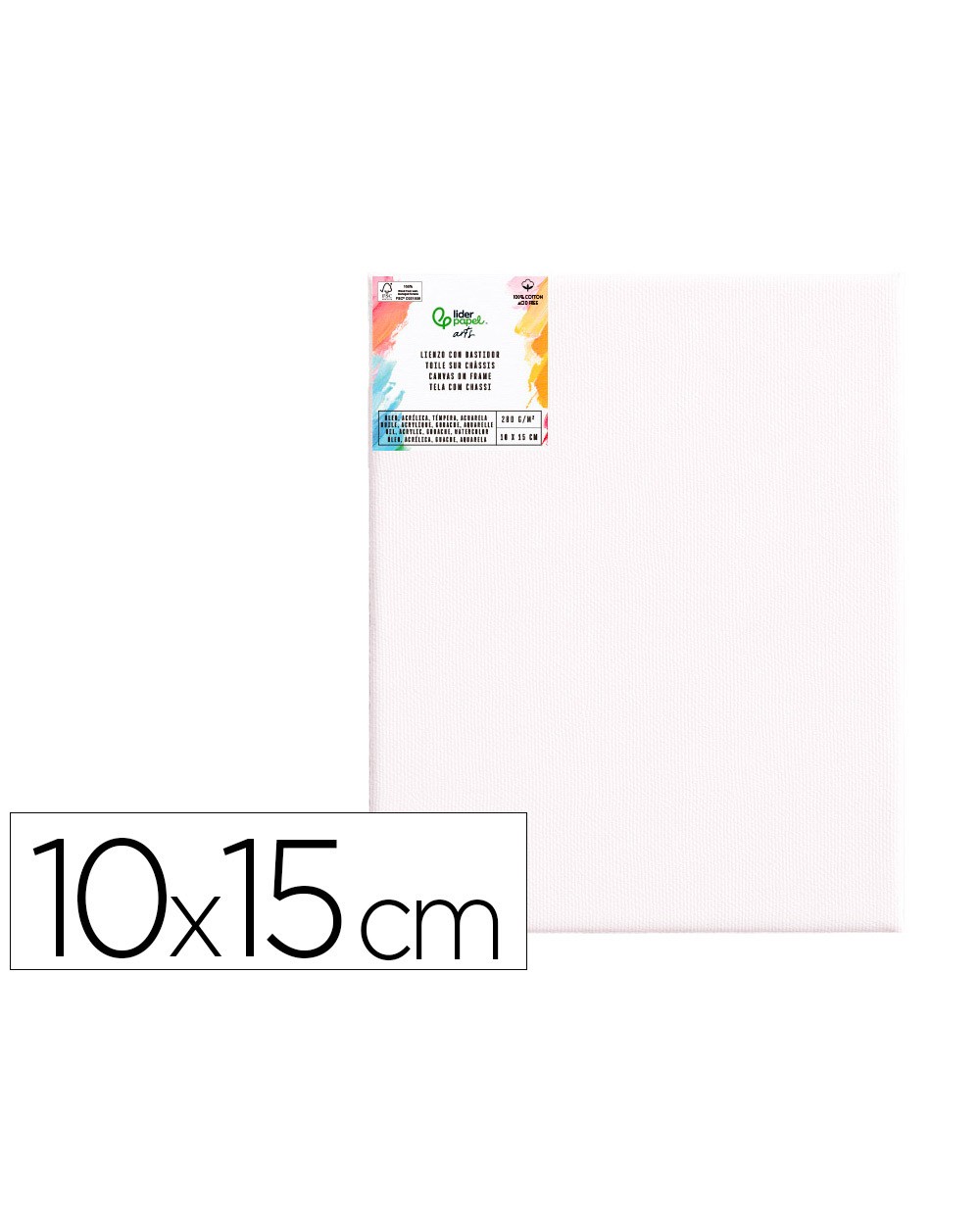 Bastidor liderpapel 0p lienzo grapado parte trasera algodon 100 bordes madera 10x15 cm gramaje 280g m2 certificado