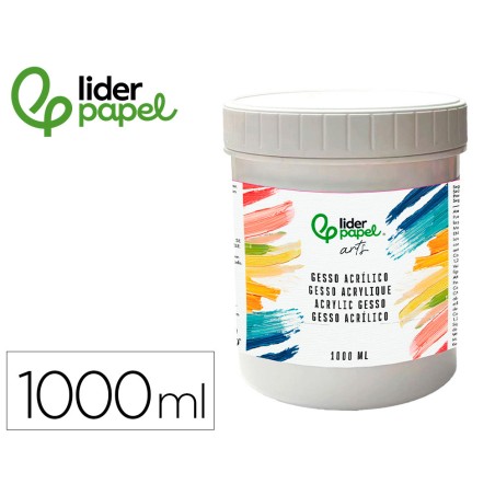 Gesso liderpapel aditivo para acrilico preparador de superficie bote de 1 litro