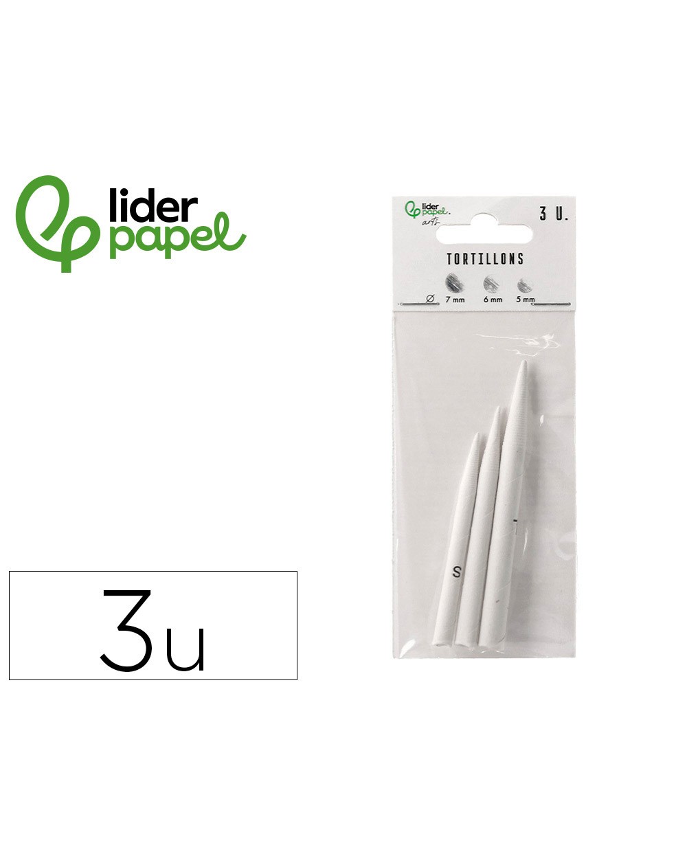 Difumino liderpapel bolsa de 3 unidades diametros surtidos 70 mm 80 mm 90 mm