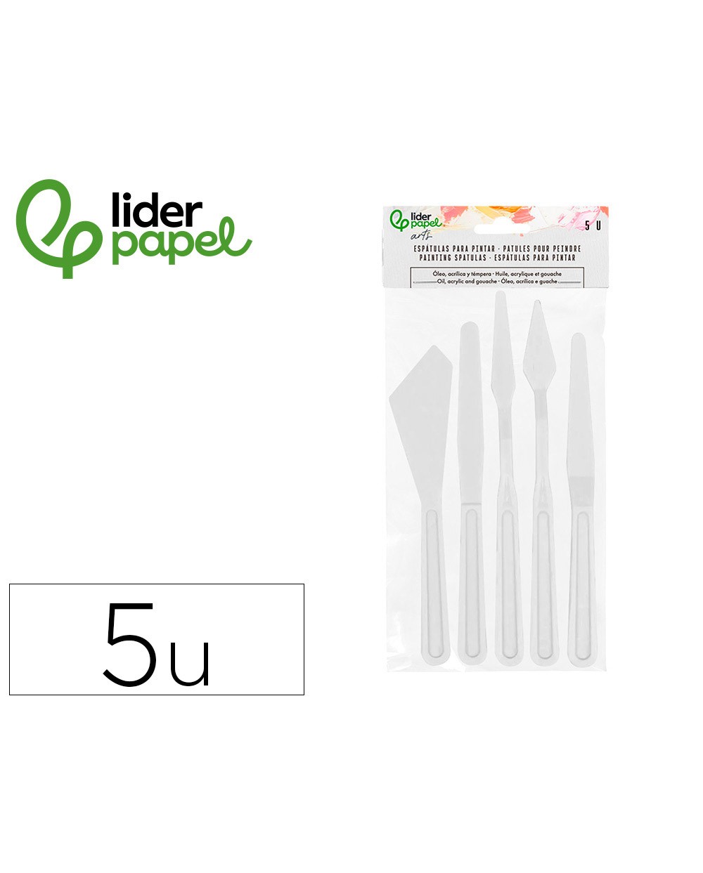 Espatula para pintura liderpapel de plastico juego de 5 unidades tamanos surtidos