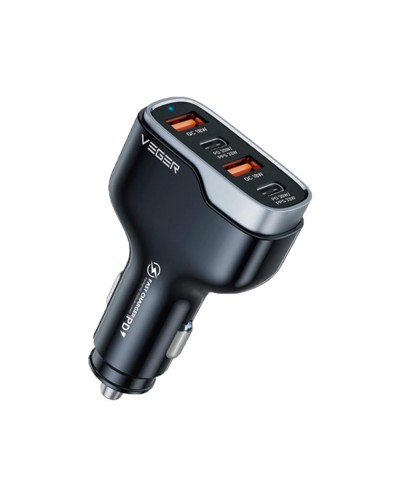 Cargador coche veger 66w 2xusb c 2xusb a negro