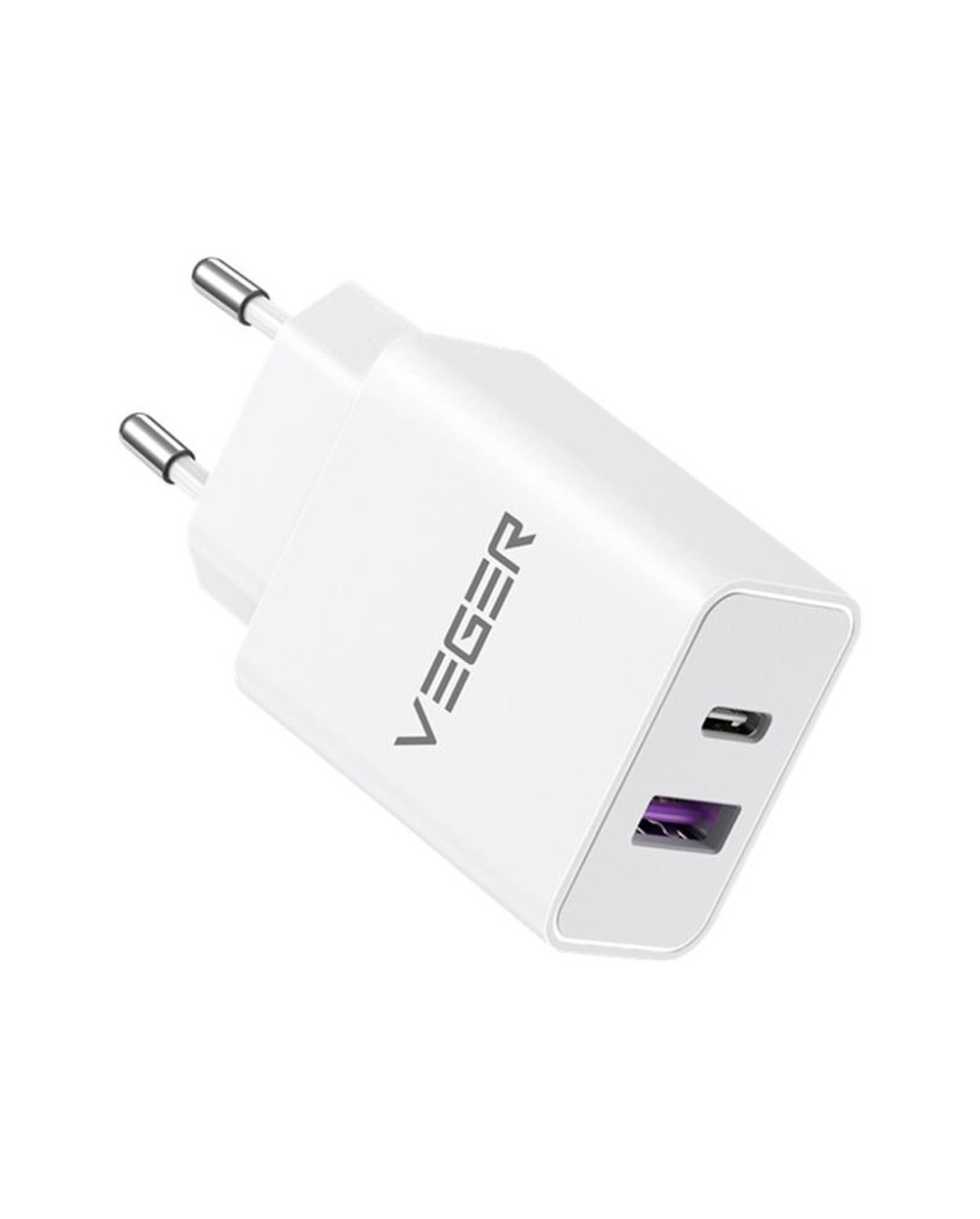 Enchufe cargador veger 65w usb a usb c blanco