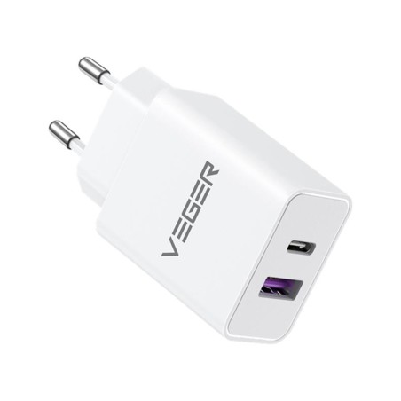 Enchufe cargador veger 65w usb a usb c blanco