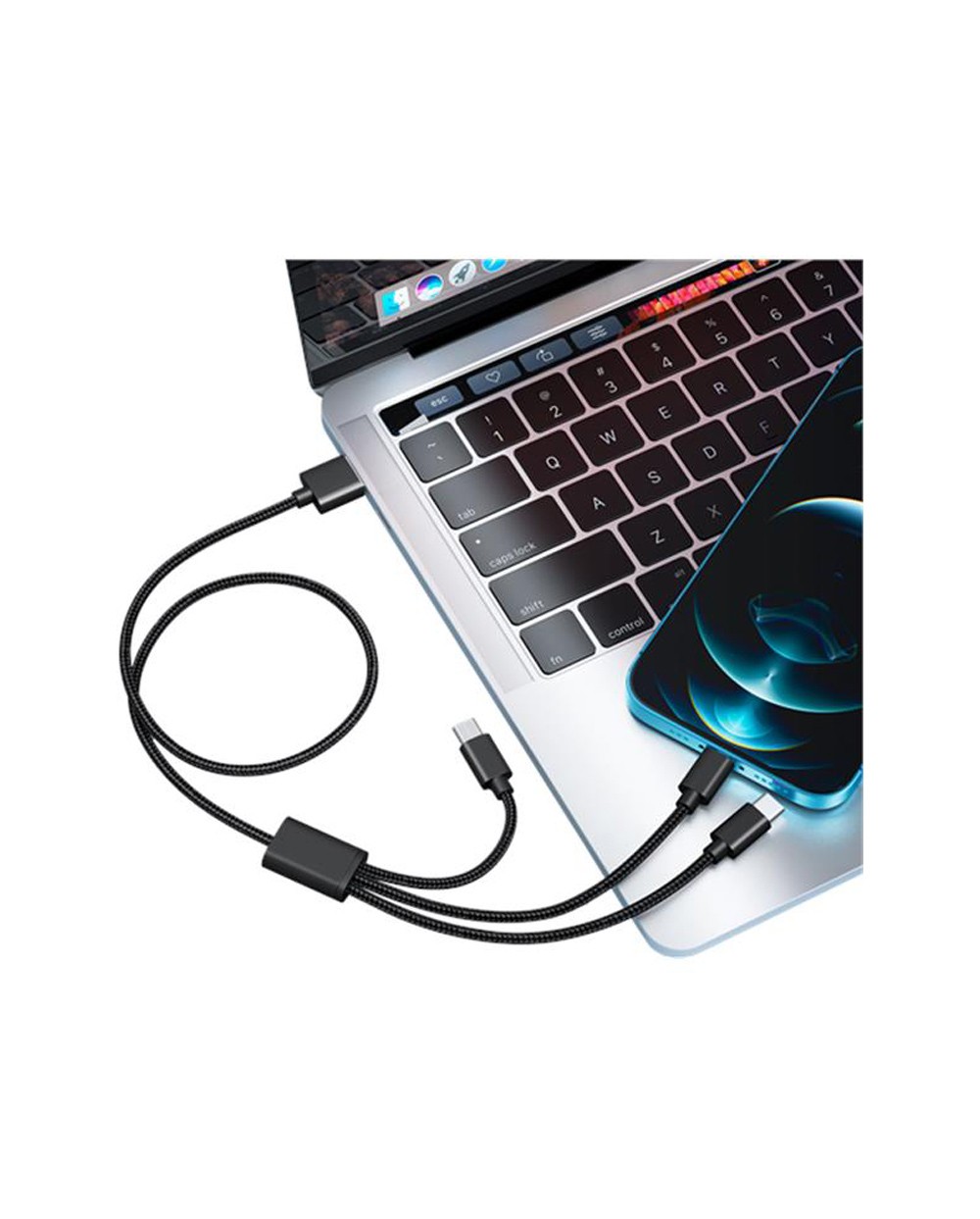 Cable veger usb a usb c 20 15m negro 3 en 1